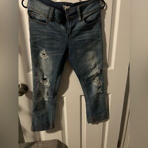 So Ankle Rolled Jeans with Distressed Details